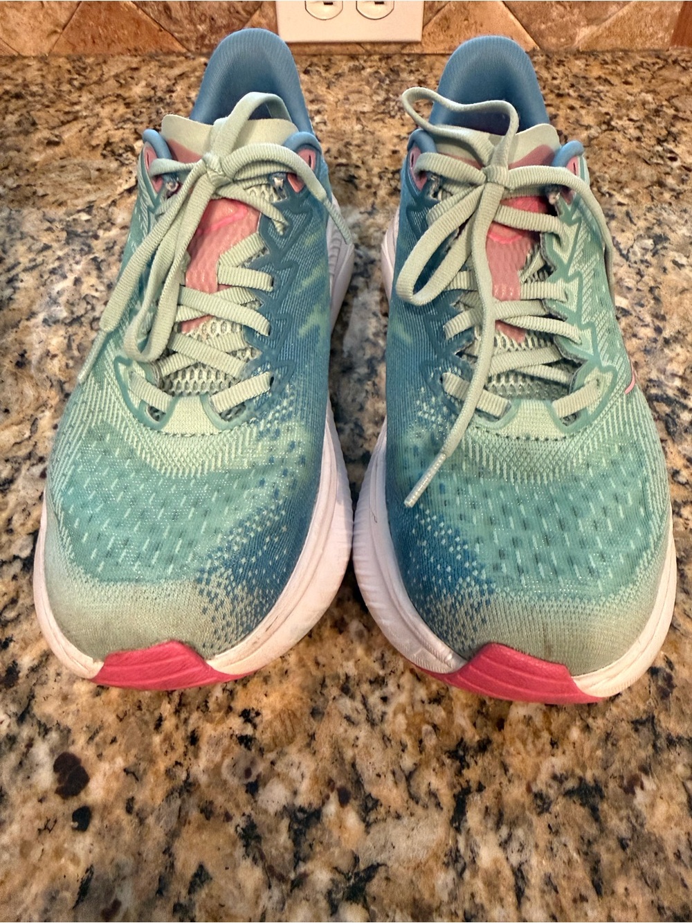 Hoka Women's Teal and Pink Athletic Running Shoes